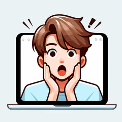 vector image of shocked male expression