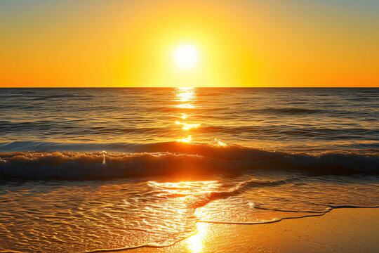 Photo beautiful sunset on the beach photo as a background