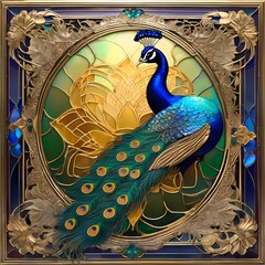 peacock with feathers