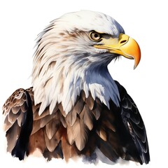 Bald eagle. Eagle clipart. Watercolor illustration. Generative AI. Detailed illustration.