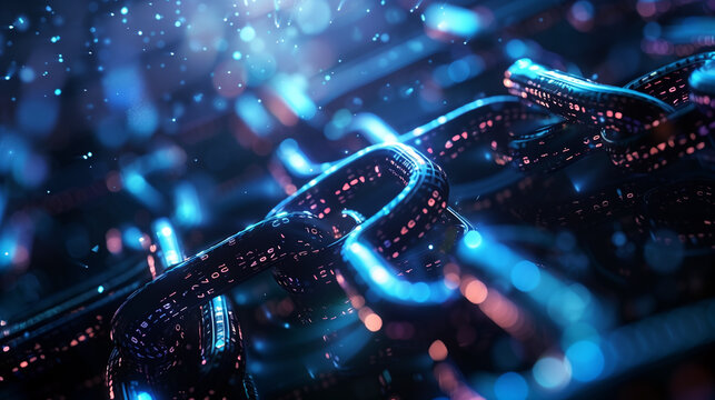 A glowing chain, concept of security and strength. Protection of data. 