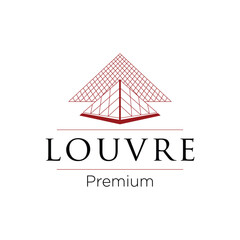 Louvre Famous Landmarks and Monuments in Paris logo design line art style