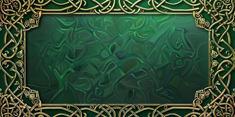Celtic knots, intricate patterns, deep green background for St. Patrickâ€™s Day frame 