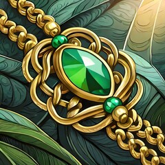 golden chain with green diamond 
