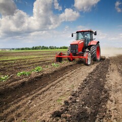 Fototapeta premium tractor working in the field