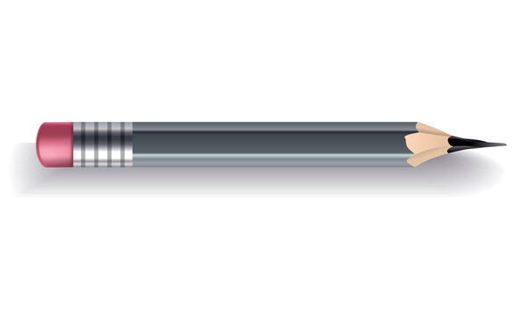 Pencil mockup realistic. Colored wooden graphite pencil. School office stationery, creative design bright item