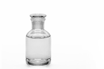 Liquid pesticide Diethyltoluamide DEET 99% TC for mosquito repellent, in reagent bottle. Chemical...
