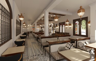 Eatery with Traditional Floor Seating and Cushions