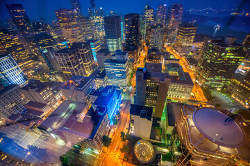 Vancouver aerial skyline at night, British Columbia, Canada