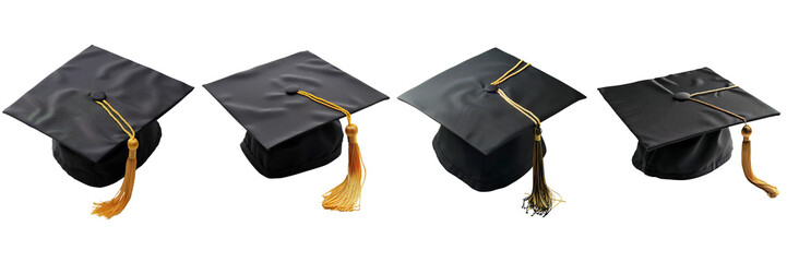 Set of college graduation cap on transparent background Remove png