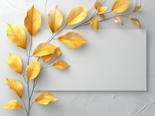 A white paper sheet covered in scattered yellow leaves - Powered by Adobe