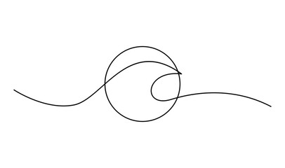ocean Sea wave one line drawing art continuous line