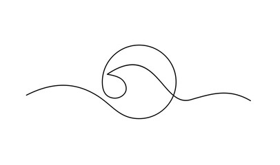 ocean Sea wave one line drawing art continuous line