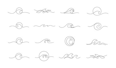 ocean Sea wave one line drawing art continuous line © alpha