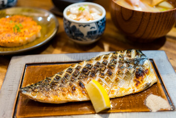 Japanese grill mackerel fish dish - 776118537
