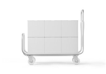Hand Truck with Boxes on white background