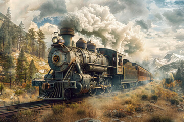 Vintage Steam Locomotive at Dusk