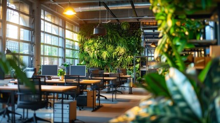 Fototapeta premium A modern office that can coexist with nature without encroaching on each other.