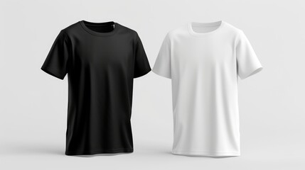 T-shirt mockup. Black and white t shirts. Blank clothing template