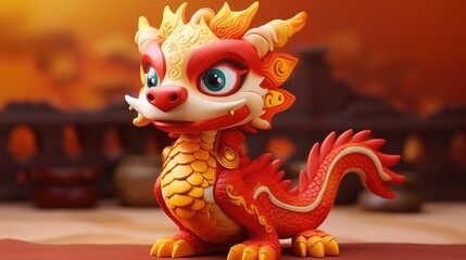China realistic red dragon. Asian new year symbol.