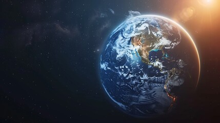 Earth with outer space background with copy space