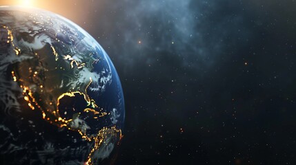 Earth with outer space background with copy space - obrazy, fototapety, plakaty
