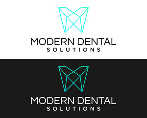 Simple clean line abstract modern dentist clinic logo design.