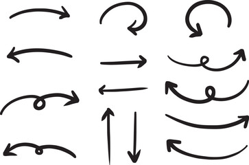 ペンの手書きの矢印セット_黒