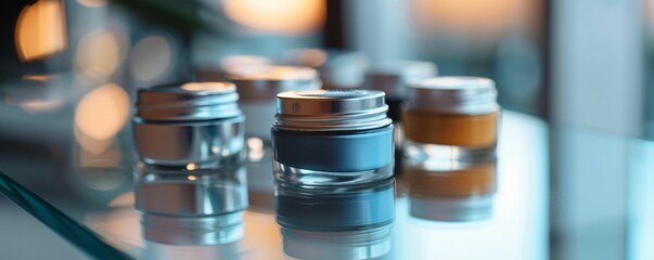 Cosmetic Cream Jars in Luxurious Skincare Setting