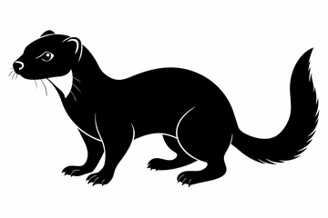Ferret black silhouette vector design.
