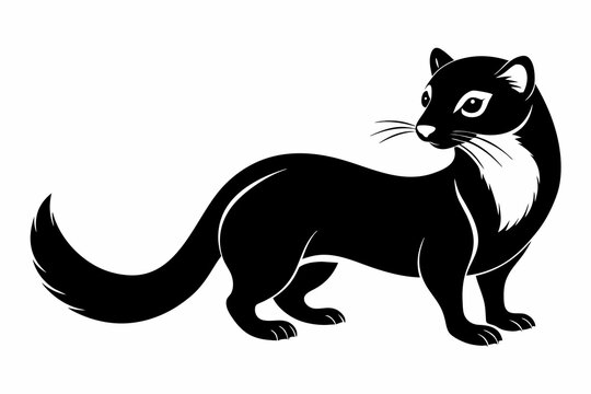 Ferret black silhouette vector design.