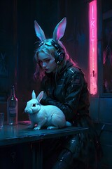 rabbit in the night
