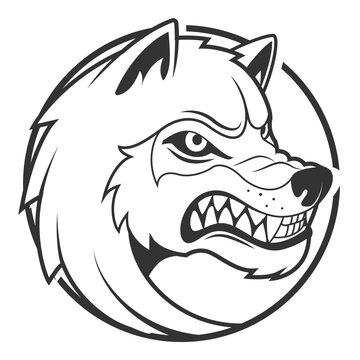 Wolf emblem minimalistic PNG illustration