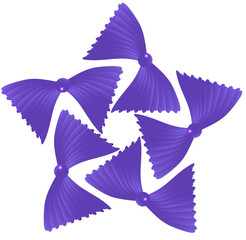 Purple abstract star made of smoothly rounded bow-like elements.