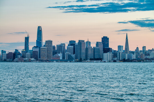 San Francisco skyline at sunset, California