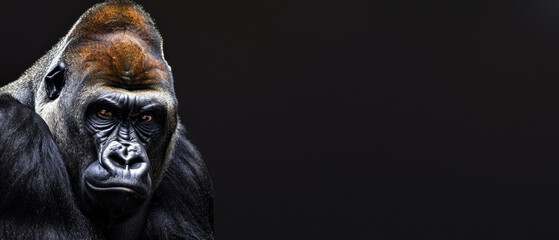 Obraz premium An introspective look at a gorilla turning away from the viewer, evoking a sense of solitude