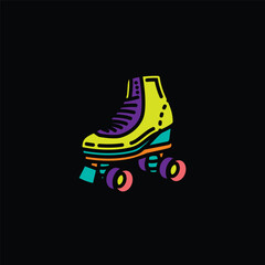 Original vector illustration. Vintage roller skates.