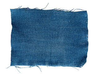 Piece of torn denim on a white background. Denim texture