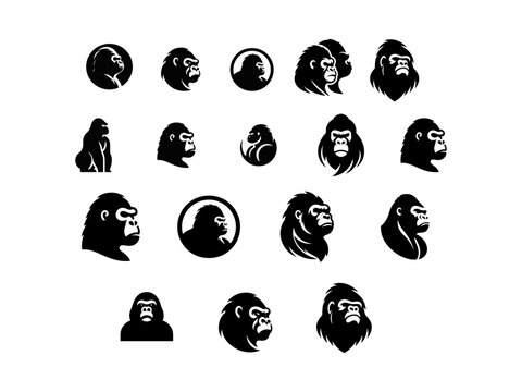 Gorillla silhouette logo icons set vector image.
