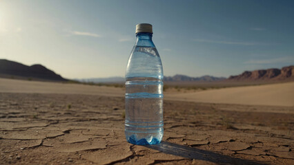 bottle of water in the desert - obrazy, fototapety, plakaty