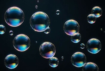 BUBBLES ISOLATED ON BLACK BACKGROUND