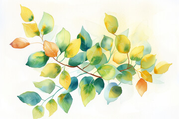 Watercolor leaf painting on white, perfect for nature-themed artwork