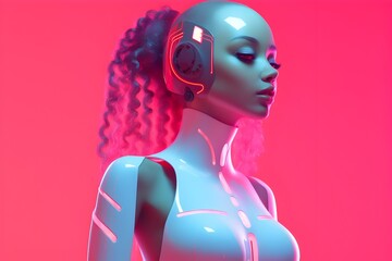 Afrofuturistic Neon Design: A Visionary Intersection of Technology and Cultural Identity - obrazy, fototapety, plakaty
