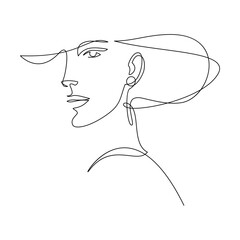 Fashion girl, one line style drawing - 776140520