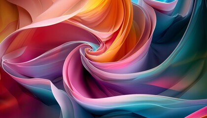 3D rendering of colorful abstract twisted wavy shape in motion