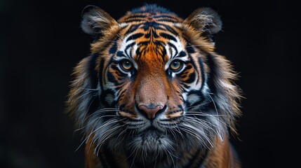 A striking, handsome tiger with vibrant, colourful skin prowls with fierce elegance, blending raw power and vivid beauty in a mesmerising display. Generated by AI.
