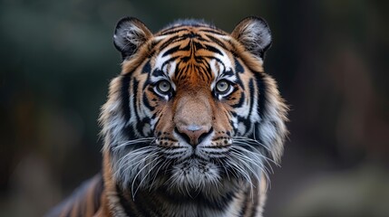 A striking, handsome tiger with vibrant, colourful skin prowls with fierce elegance, blending raw power and vivid beauty in a mesmerising display. Generated by AI.