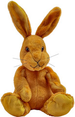 Plush bunny toy isolated cut out on transparent background