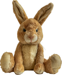 Plush bunny toy isolated cut out on transparent background - obrazy, fototapety, plakaty