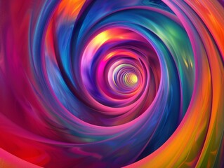 Spiraling abstract portals, doorways to other dimensions in vivid colors, fantastical and intriguing